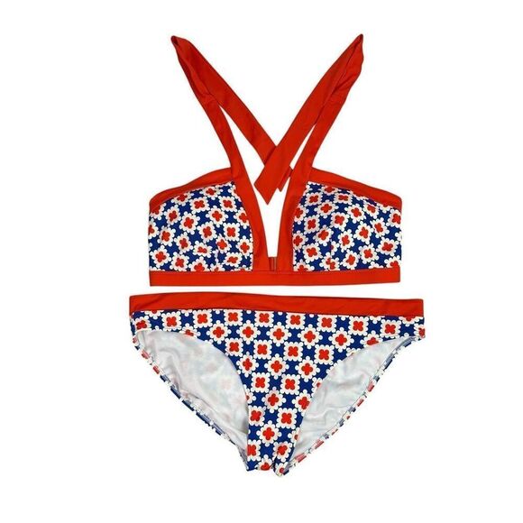 Boden Ithaca Panel Bikini Bottom and Halter Top size 16-18 Surf The Web Abstract - Picture 2 of 14